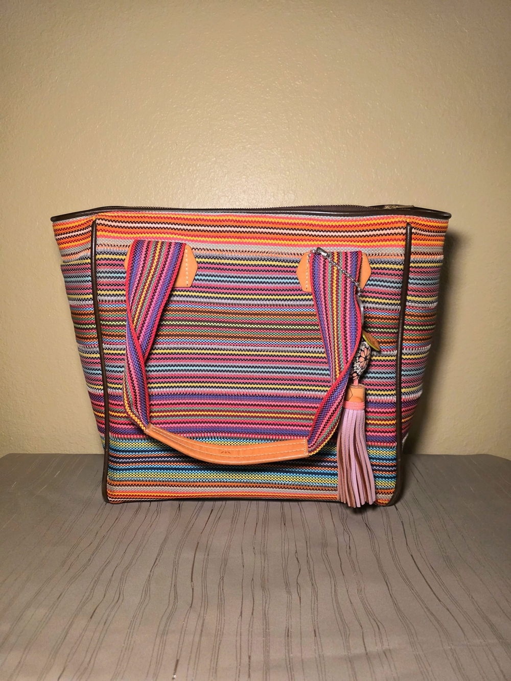 Consuela Bright Multi-Stripe Tote with Tassel